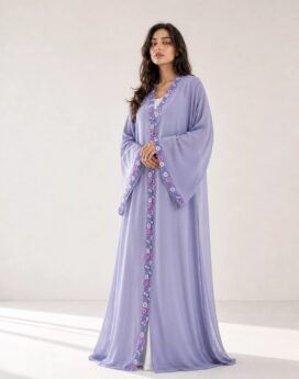 Lavender Petal Embroidered Abaya