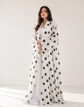 White Polka Dot Abaya